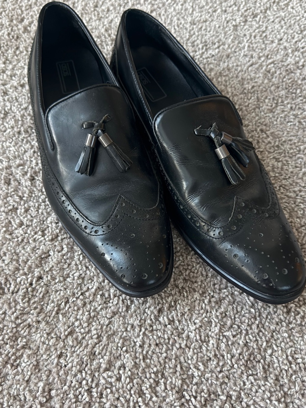 ASOS Black Leather Tassel Loafers with Brogue Detailing